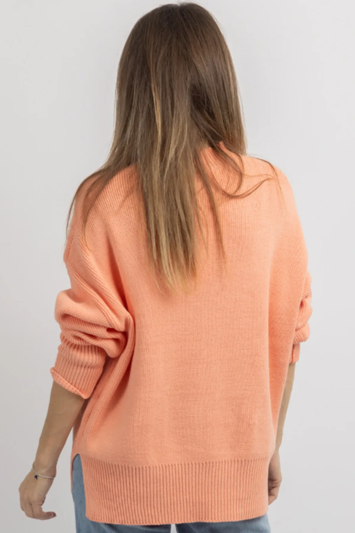 SALMON PINK RIBBED SWEATER *BACK IN STOCK*