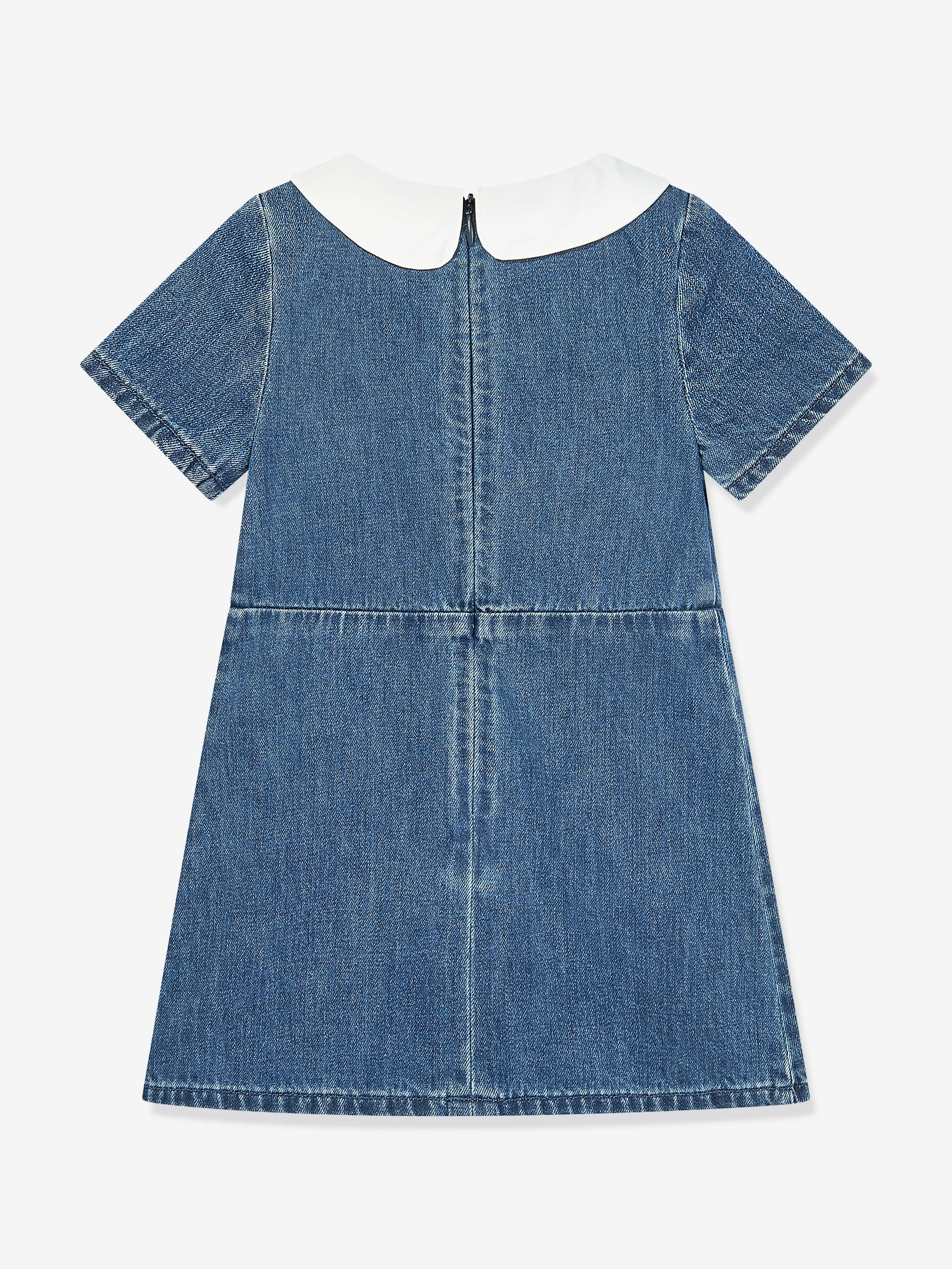 Self Portrait Girls Denim Scalloped Dress in Blue