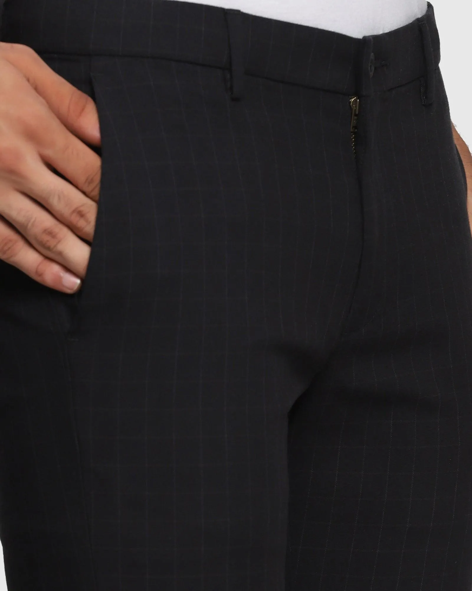 TechPro Slim Fit B-91 Casual Black Check Khakis - Cosmos