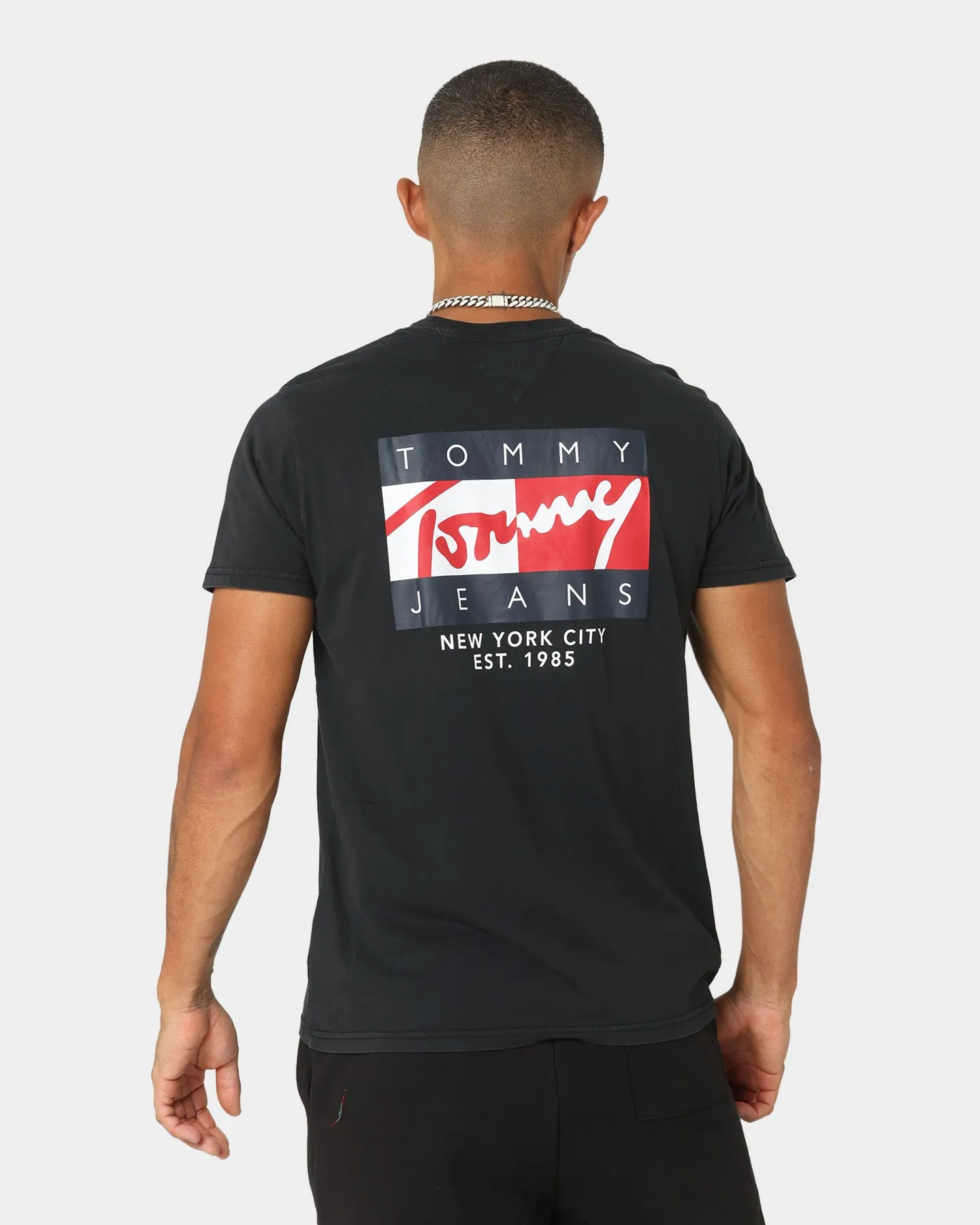 Tommy Jeans TJM Vintage Flag Signature Logo T-Shirt Black