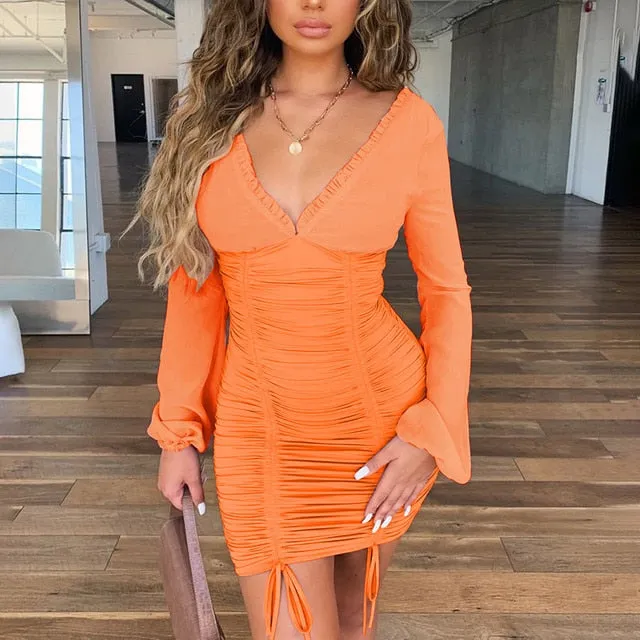 Trendy Bandage Long Sleeve Party Dress