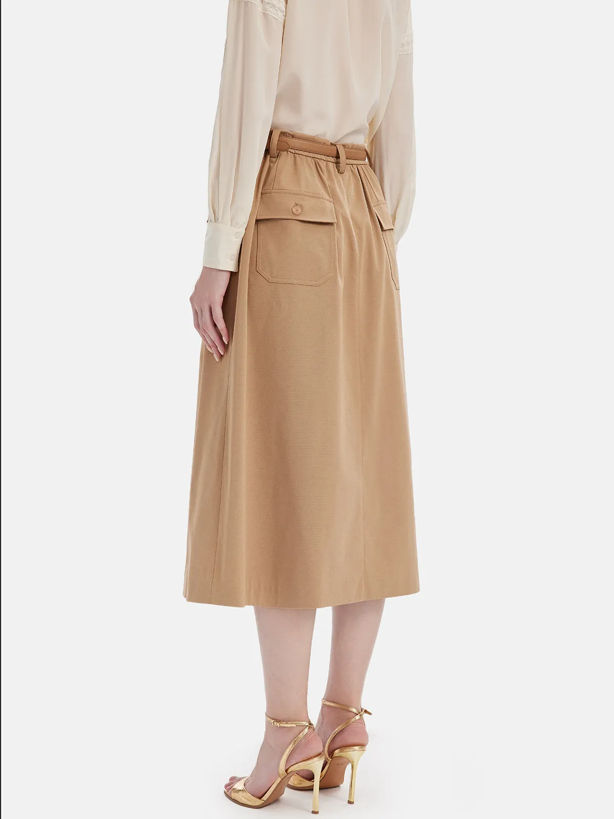 Waist-Cinched Utility Skirt（With Belt）