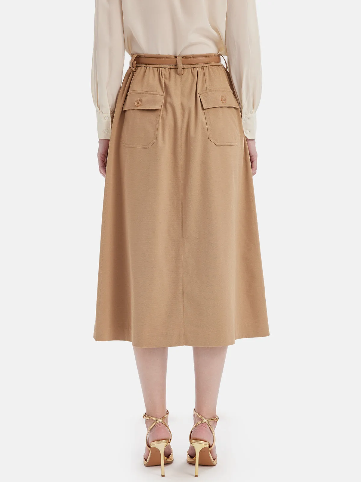 Waist-Cinched Utility Skirt（With Belt）