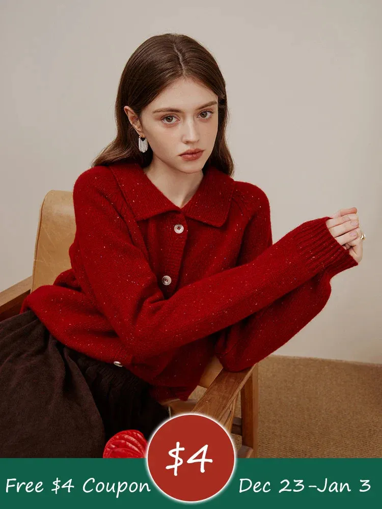 Wenkouban-Christmas Thanksgiving outfits_Casual Full Sleeve Loose Layup Knitwear Red Christmas Sweater