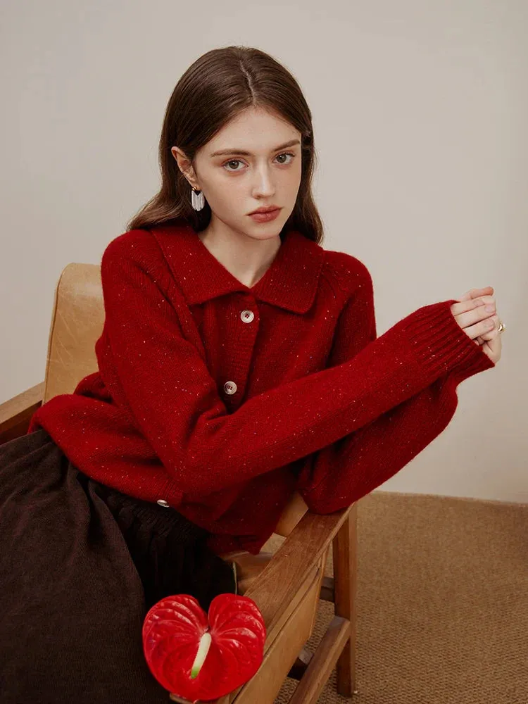 Wenkouban-Christmas Thanksgiving outfits_Casual Full Sleeve Loose Layup Knitwear Red Christmas Sweater