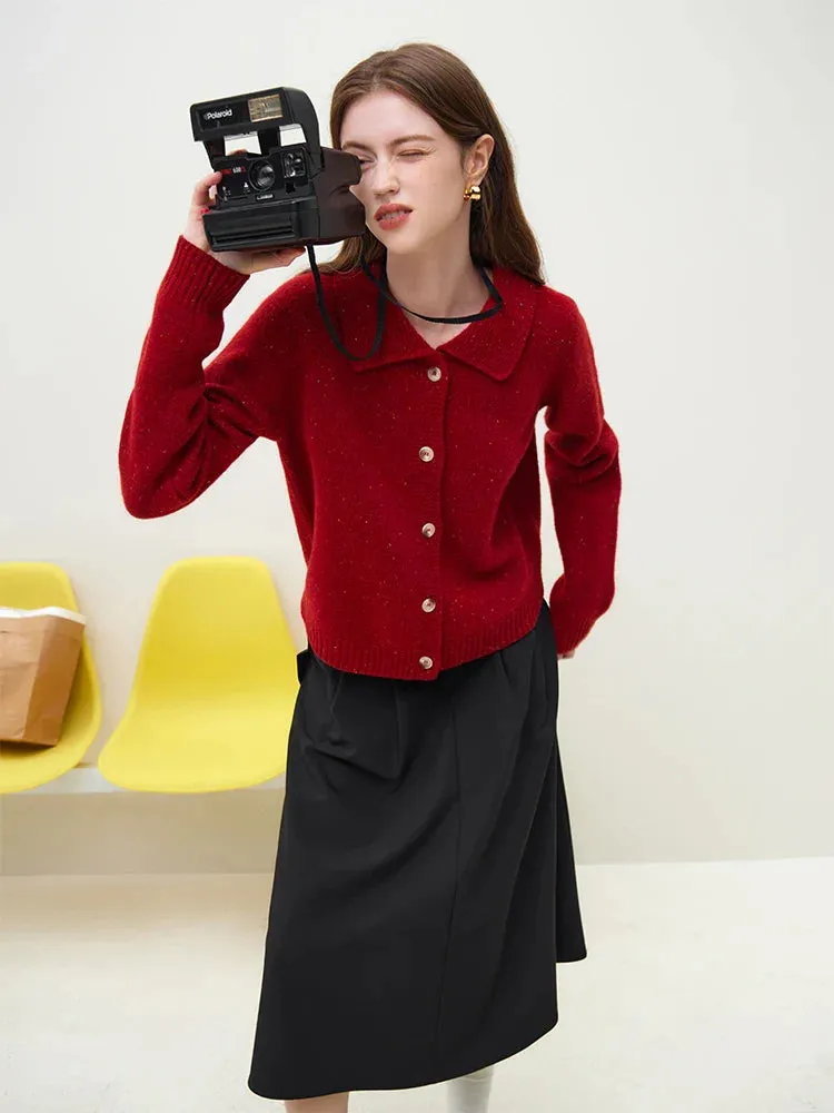 Wenkouban-Christmas Thanksgiving outfits_Casual Full Sleeve Loose Layup Knitwear Red Christmas Sweater