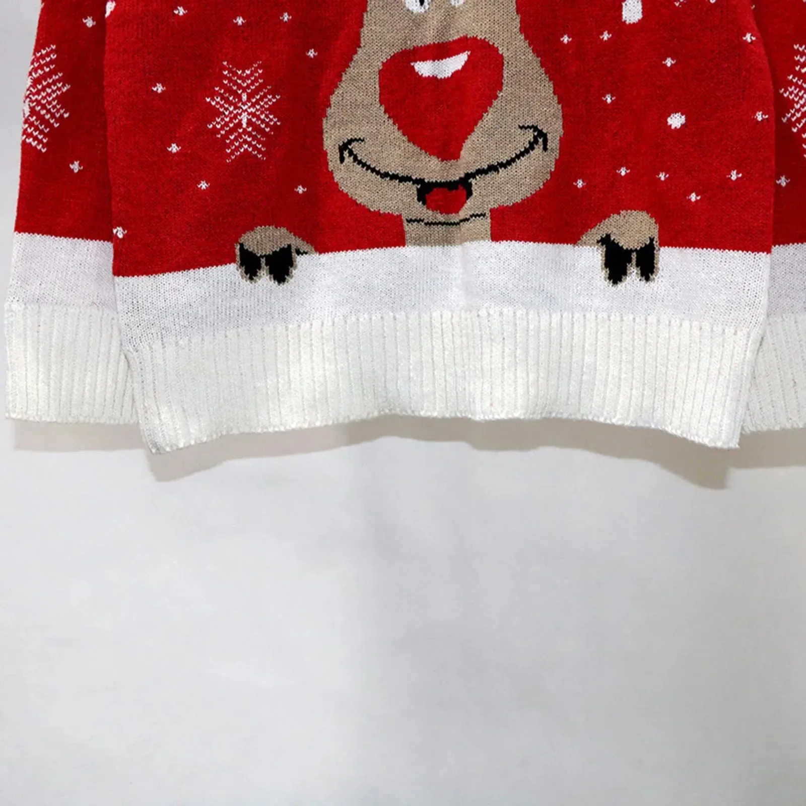 Wenkouban-Christmas Thanksgiving outfits_Warm Long Sleeves Fur Collar Cartoon Reindeer Print Christmas Christmas Sweater