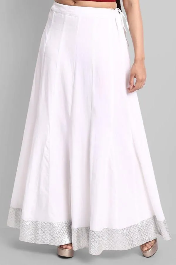 White Fish Cut Silver Border Skirt