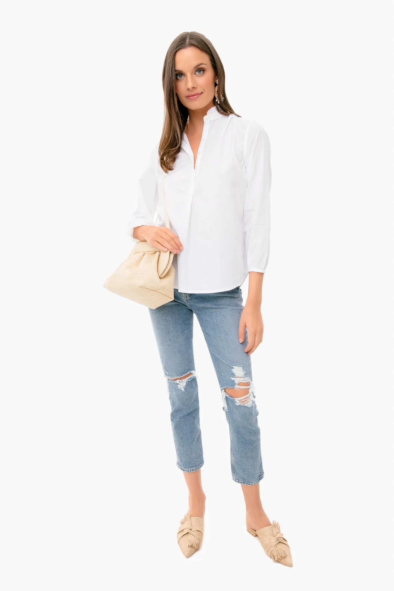 White Sara B Henley Shirt