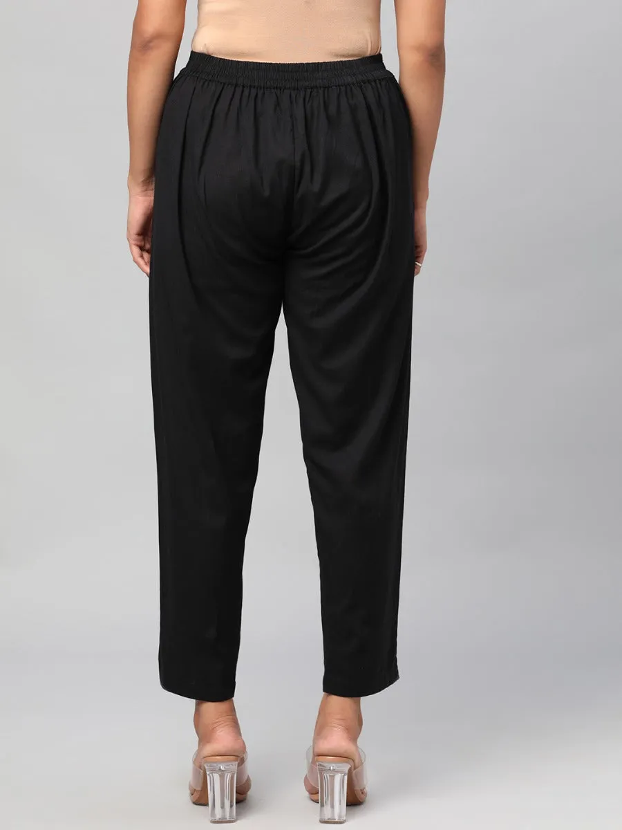 Women Black Solid Trouser