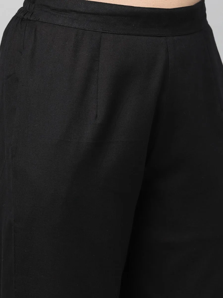 Women Black Solid Trouser