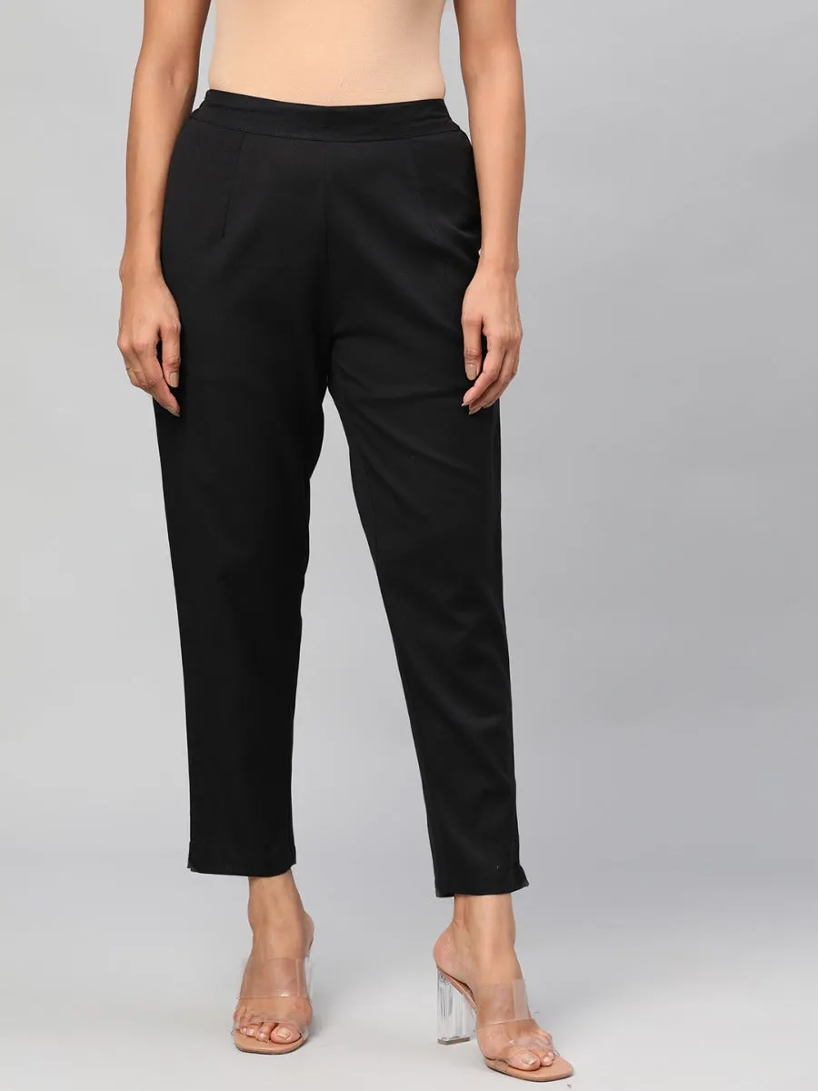 Women Black Solid Trouser