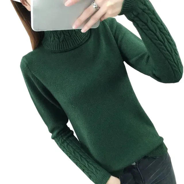 Women Turtleneck Winter Sweater Women  Long Sleeve Knitted Women Sweaters And Pullovers