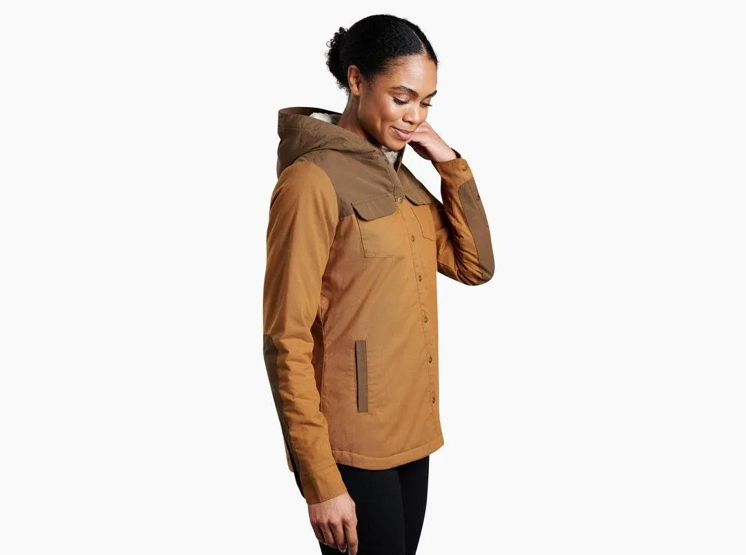 Women's Artisan Hooded Shirtjak - Dark Khaki