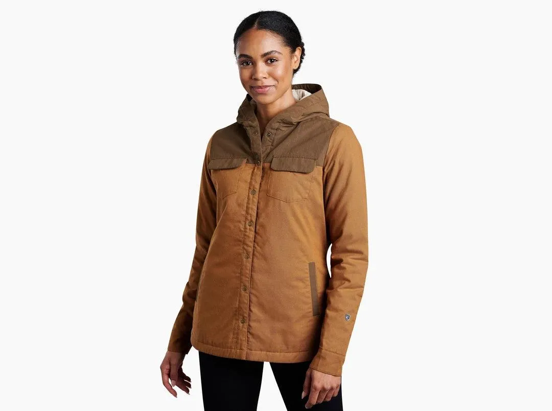 Women's Artisan Hooded Shirtjak - Dark Khaki