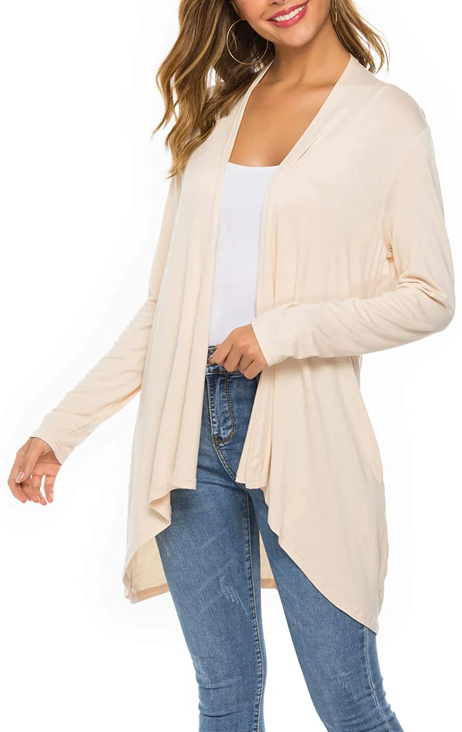 Women's Casual Long Sleeve Open Front Lightweight Drape Cardigans with Pockets