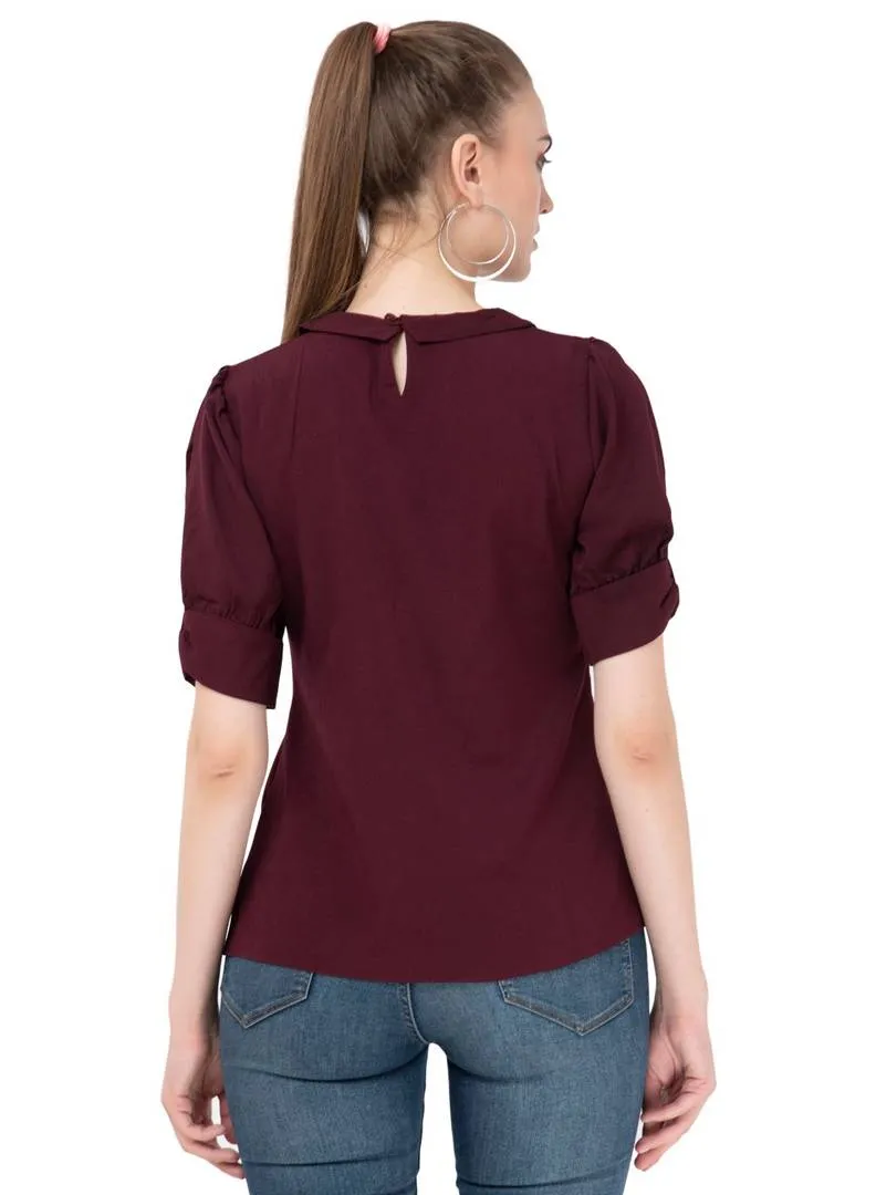 Women's Crepe Maroon Casual Top