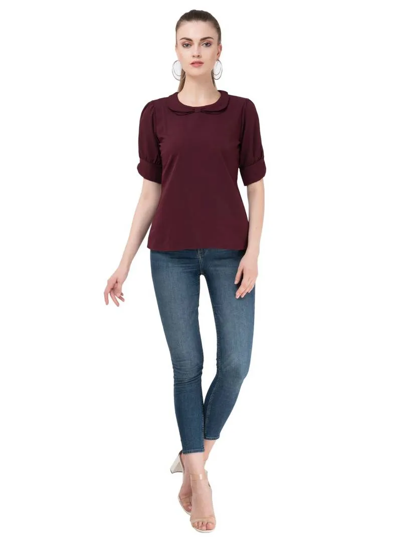 Women's Crepe Maroon Casual Top