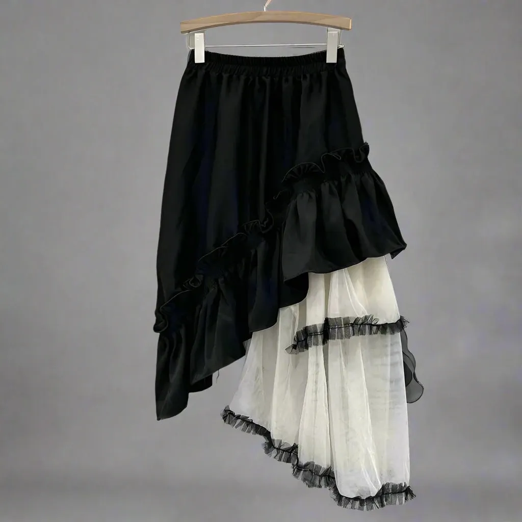 Women's Luxe Floral Appliqué Asymmetric Skirt